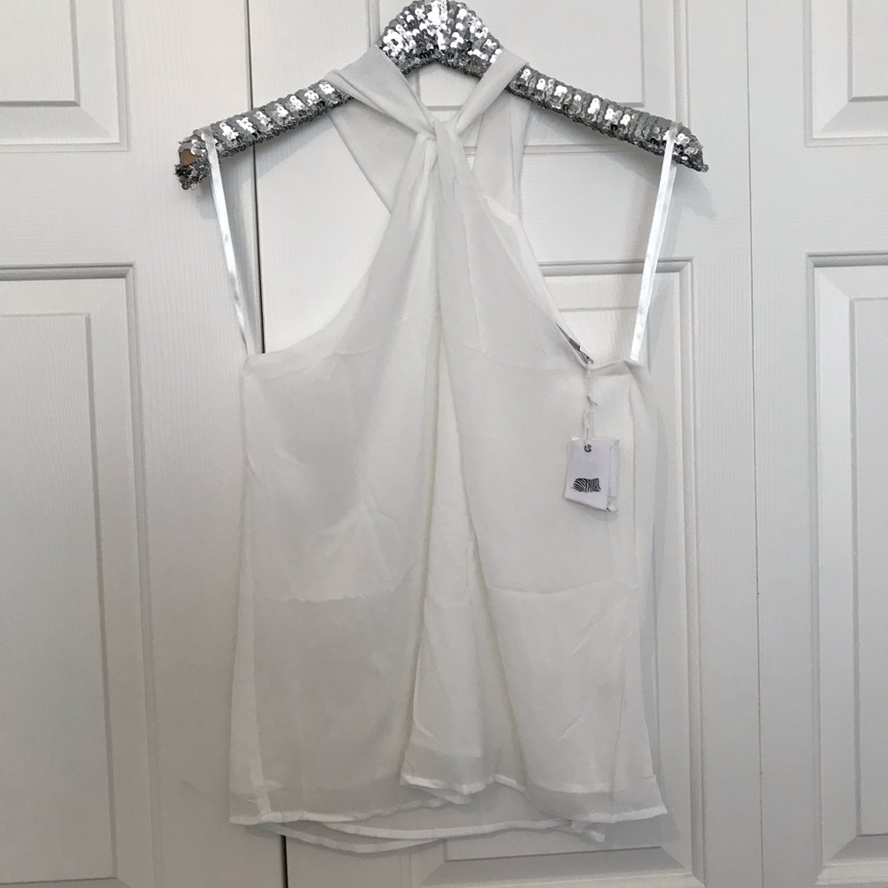COPY - NWT Naked Zebra White Halter Top L